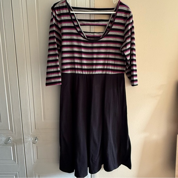 Torrid Pink and Black Striped Dress Women's Size 0 Large Cotton Blend - Picture 1 of 7